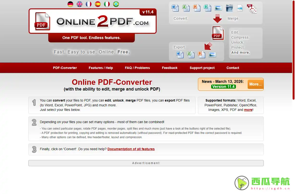 Online2PDF：易于使用且免费的在线PDF转换器