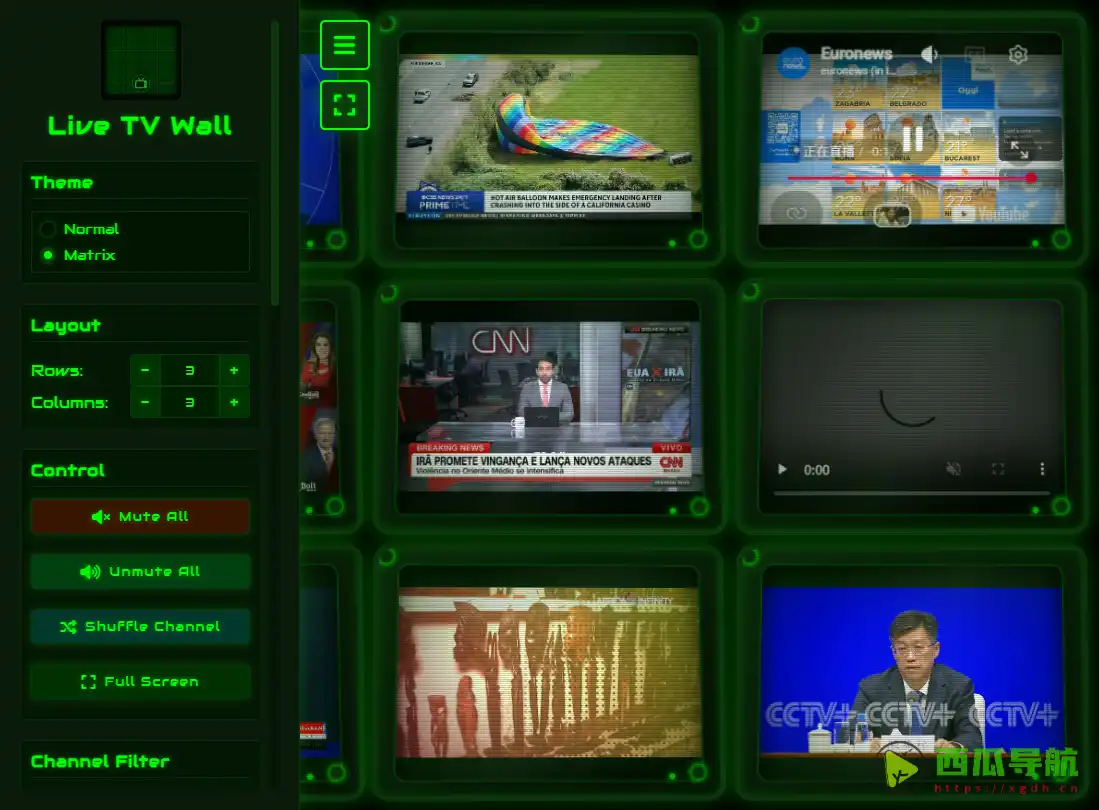 在线电视直播墙：Live TV Wall
