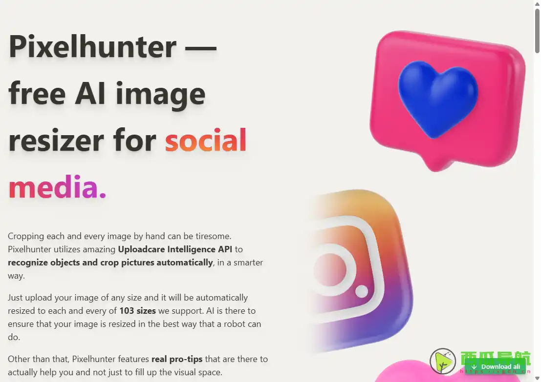 Pixelhunter：一键适配社交媒体尺寸的 AI 图片裁剪工具