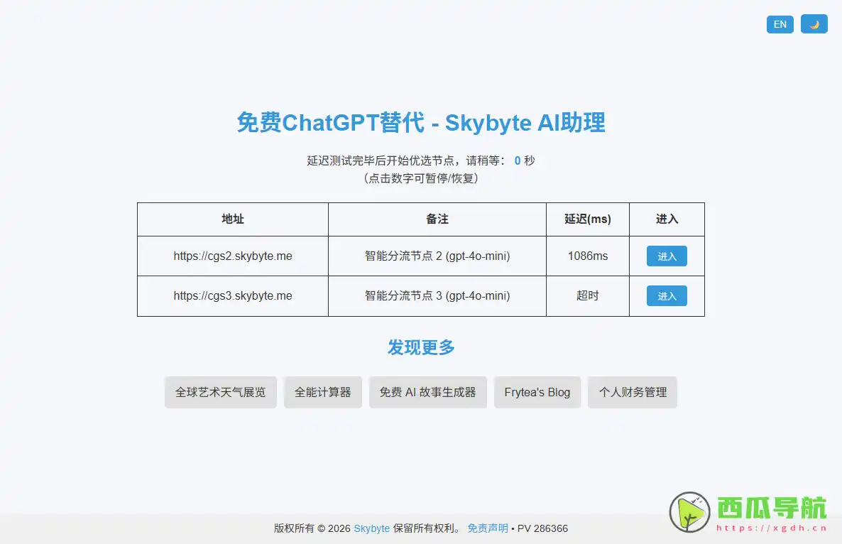 Skybyte AI：免费ChatGPT替代在线AI对话与分流访问工具