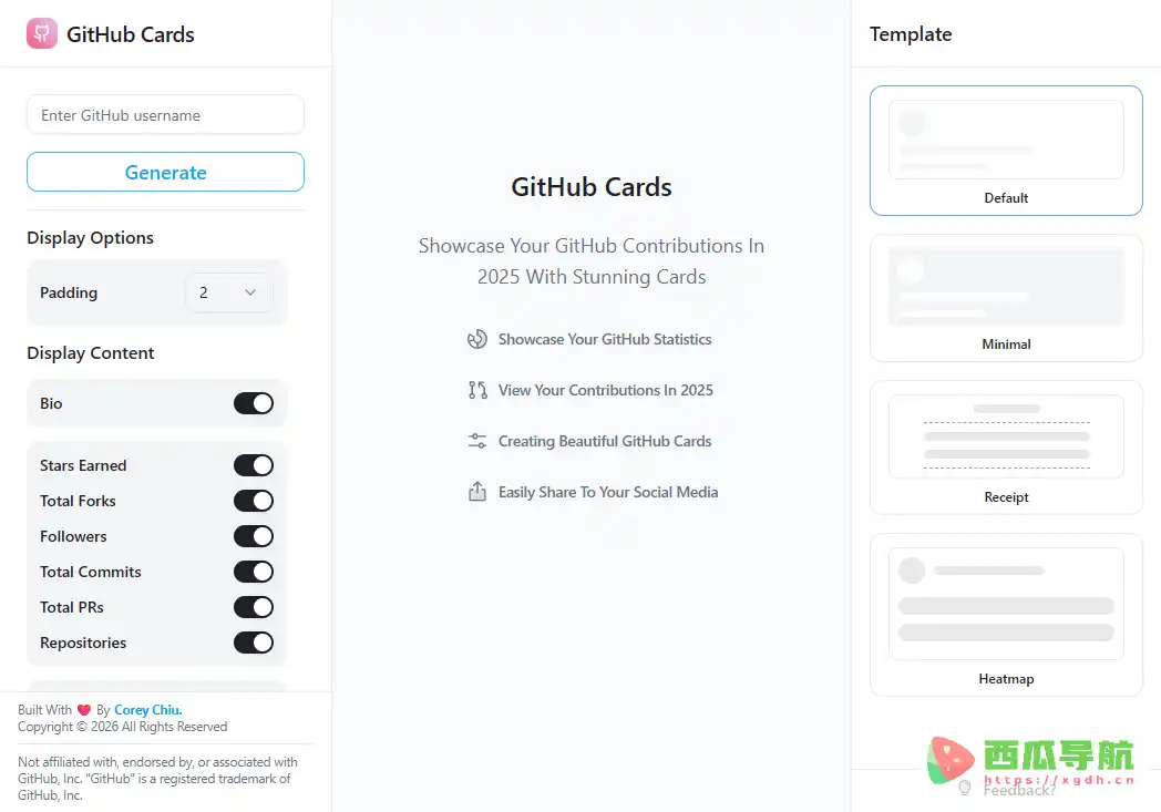 GitHub Cards：GitHub贡献数据可视化与个人开发成果展示