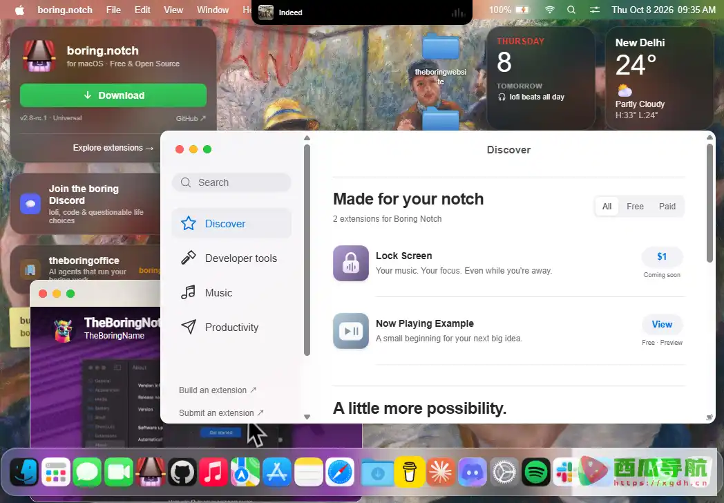 Boring Notch:MacBook刘海音乐控制与个性化工具