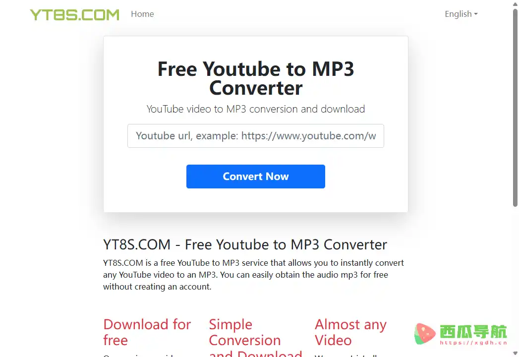 YT8s：免费在线YouTube音视频转换与MP3、MP4下载工具